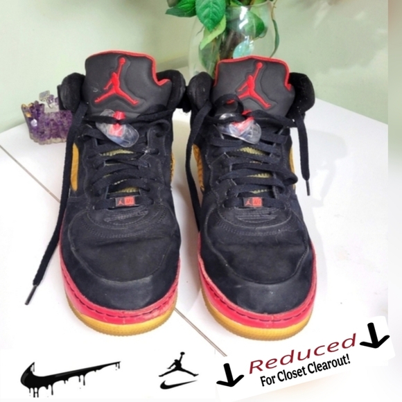 Nike Other - Nike Air Jordan Fusion 5 High Top Mens Size 11.5 45.5 Black Red Shoes 318608-062
